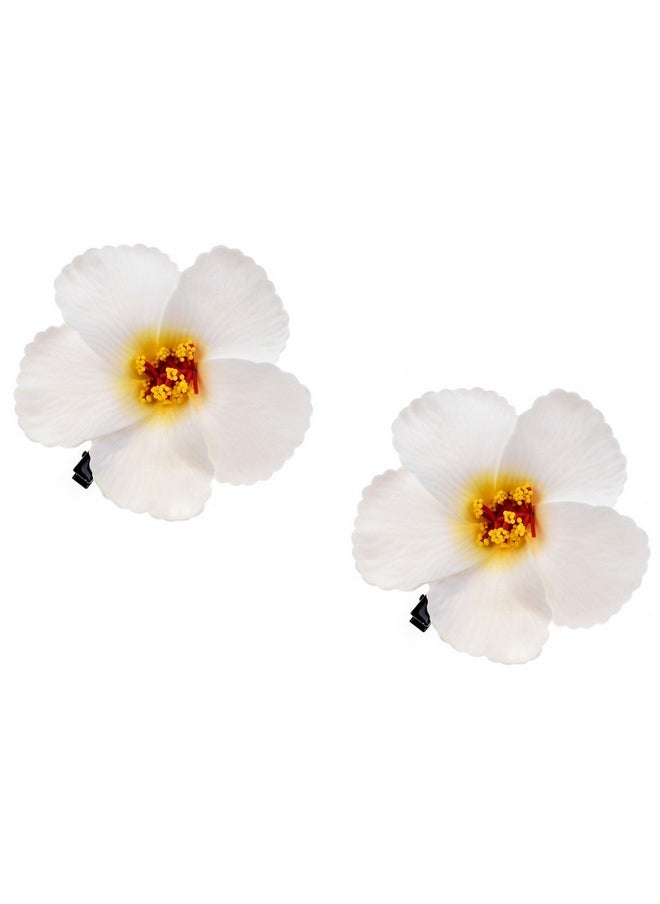 Love Sweety - Ove Sweety 2Pc Hawaiian Plumeria Hair Clips Galsang Flower Barrettes For Beach Party (White) 1 Count (Pack Of 1) - Image 1