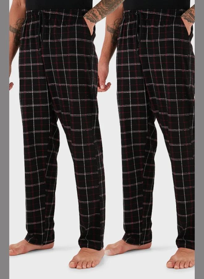 بوراتي بنطلون بيجامة رجالي قطن بوراتي بخصر عادي وقصة مستقيمة عبوتين