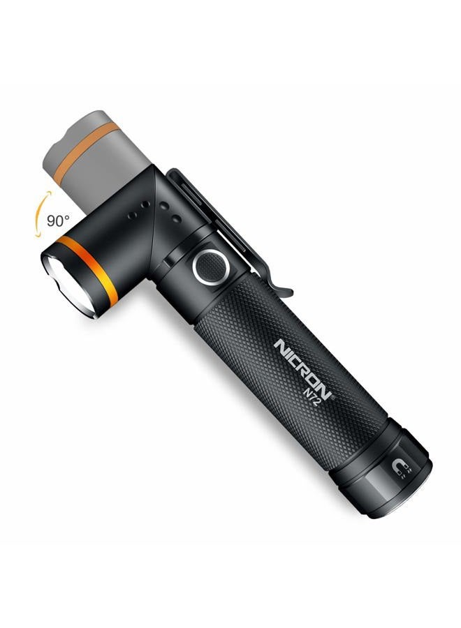NICRON Flashlight, N72 800 Lumens Tactical Flashlight, 90 Degree Flashlight IPX4 Waterproof Led Flashlight 4 Modes- Best High Lumens are for Camping, Outdoor,Maintain (18650/AAA Not Included) - Image 1