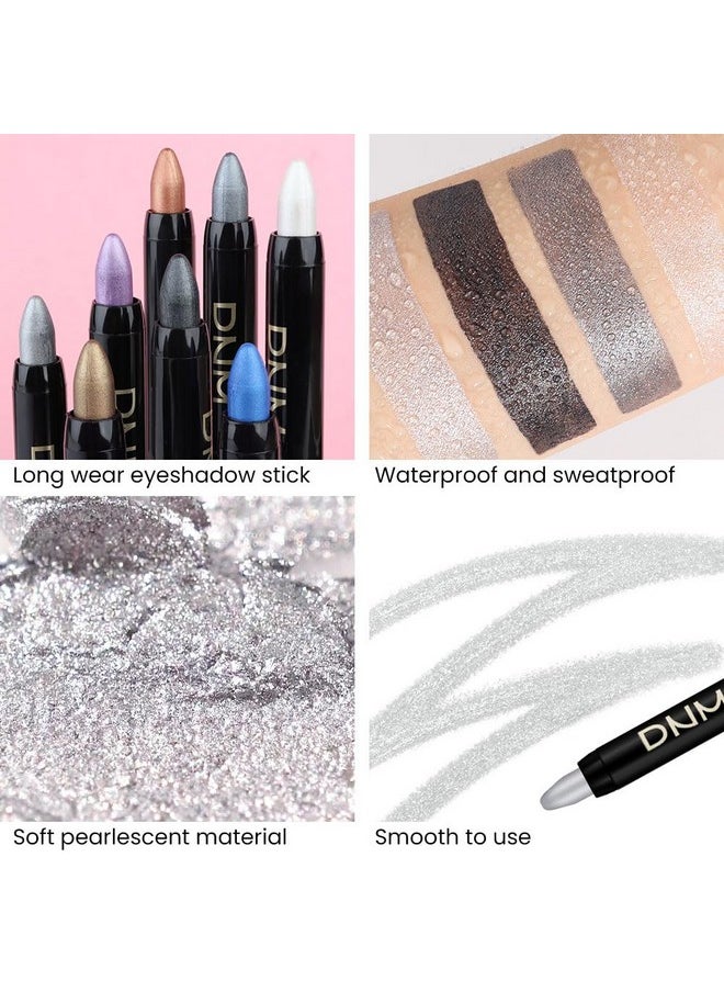 AMY'S DIARY - AMY'S DIARY Eyeshadow Pencil Cream Stick 4Pcs Set, Eye Eyeshadow Waterproof Pearl White Black Grey Silver Shimmer Metallic Eyeshadow Crayon Stick Sombras En Crema Para Ojos (Set01) - Image 1