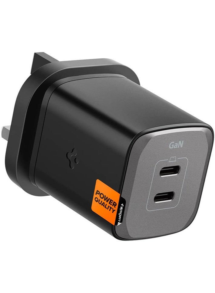 65W Dual USB C 2 Ports Wall Charger GaN III Tech PD 3.0 PPS Ultra Fast Charging Adapter for iPhone 17 16 15 14 13 12 Pro Max Macbook Air iPad Pro Pixel 10 Samsung Galaxy S25 Ultra - Black