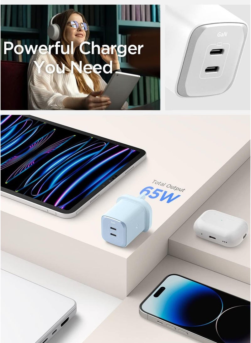 Spigen ArcStation Pro GaN 652 Total 65W Dual Ports USB C Charger PD 3.0 Charging Adapter - Midnight Black - Image 2