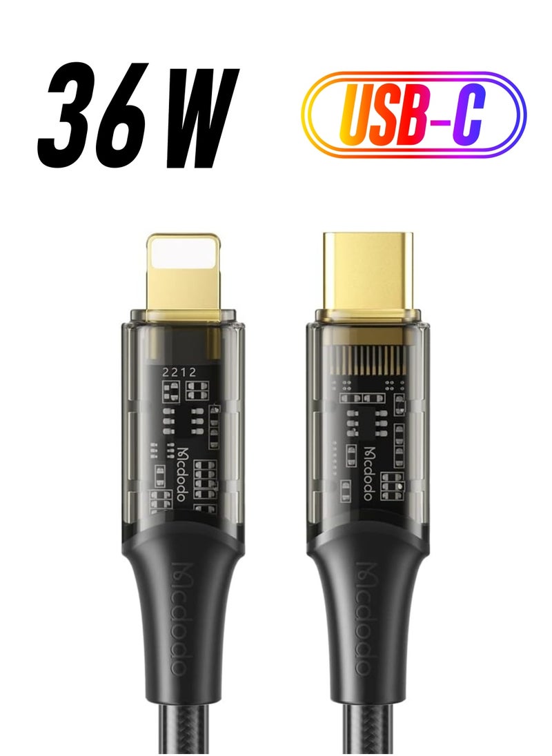 Mcdodo - CA-1590/CA-1591 1.2 Meter 3A 36W Type-C to Lightning Transparent Data Cable - Image 1
