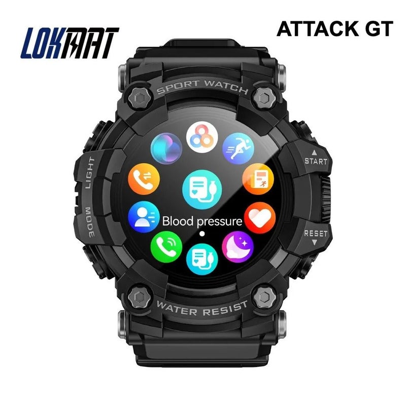 Lokmat Attack GT Enhanced Sports Smart Watch Waterproof Bluetooth Calling Rugged, Black - Image 1