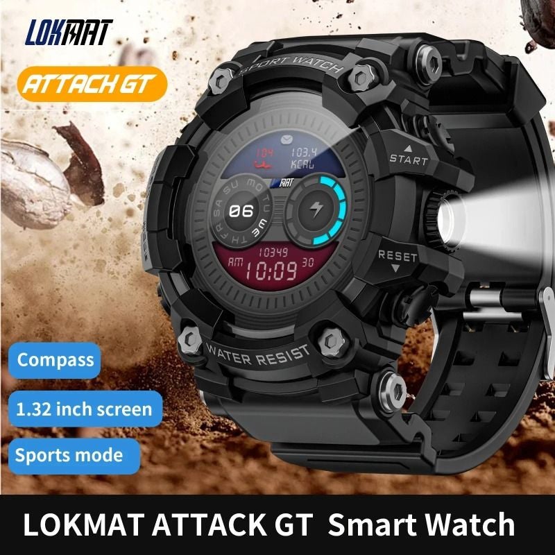 Lokmat Attack GT Enhanced Sports Smart Watch Waterproof Bluetooth Calling Rugged, Black - Image 2