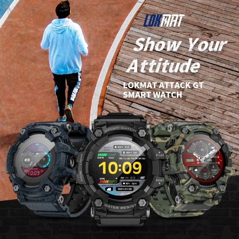 Lokmat Attack GT Enhanced Sports Smart Watch Waterproof Bluetooth Calling Rugged, Black - Image 4