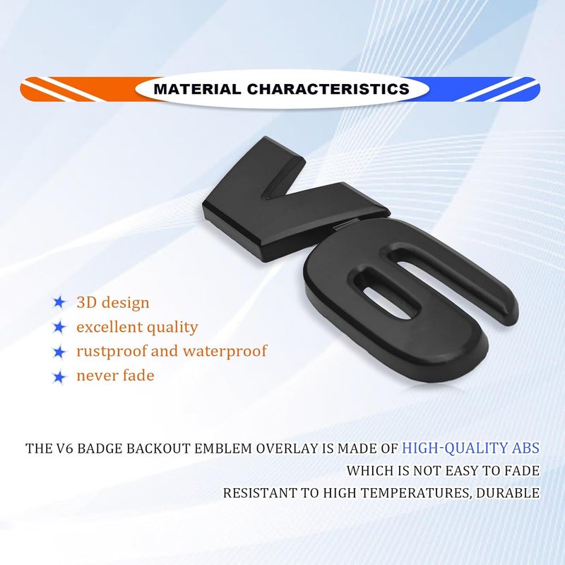 NOTISH Universal V6 Decal Blackout Emblem Sticker - Image 4