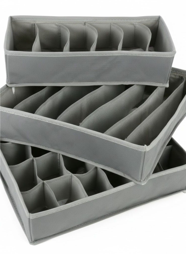 تخزين موفر للمساحة - منظم الملابس المبتكر هذا المكون من 3 قطع يناسب تمامًا الرفوف والأدراج الداخلية، وهو مصنوع من قماش خاص لضمان المتانة والأناقة. - Image 3