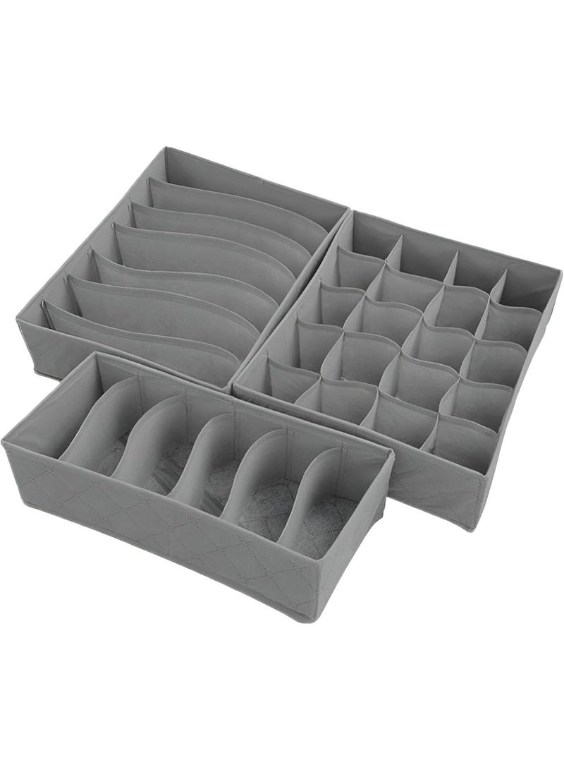 تخزين موفر للمساحة - منظم الملابس المبتكر هذا المكون من 3 قطع يناسب تمامًا الرفوف والأدراج الداخلية، وهو مصنوع من قماش خاص لضمان المتانة والأناقة. - Image 1