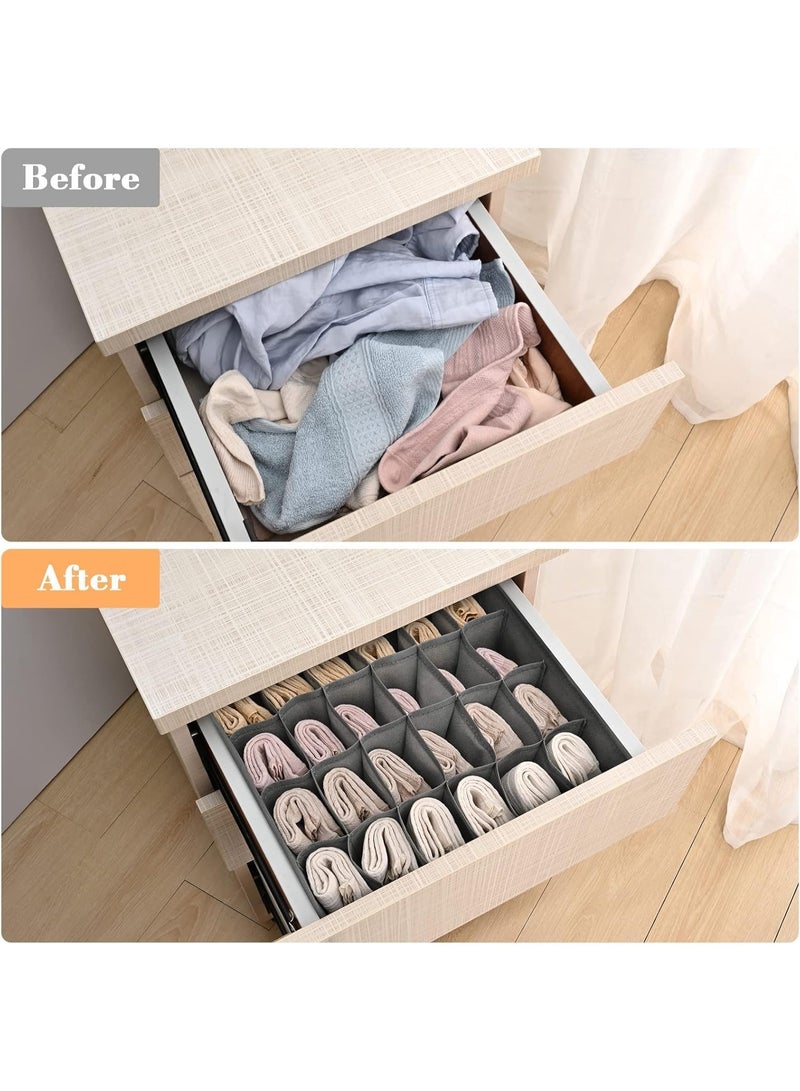 تخزين موفر للمساحة - منظم الملابس المبتكر هذا المكون من 3 قطع يناسب تمامًا الرفوف والأدراج الداخلية، وهو مصنوع من قماش خاص لضمان المتانة والأناقة. - Image 2