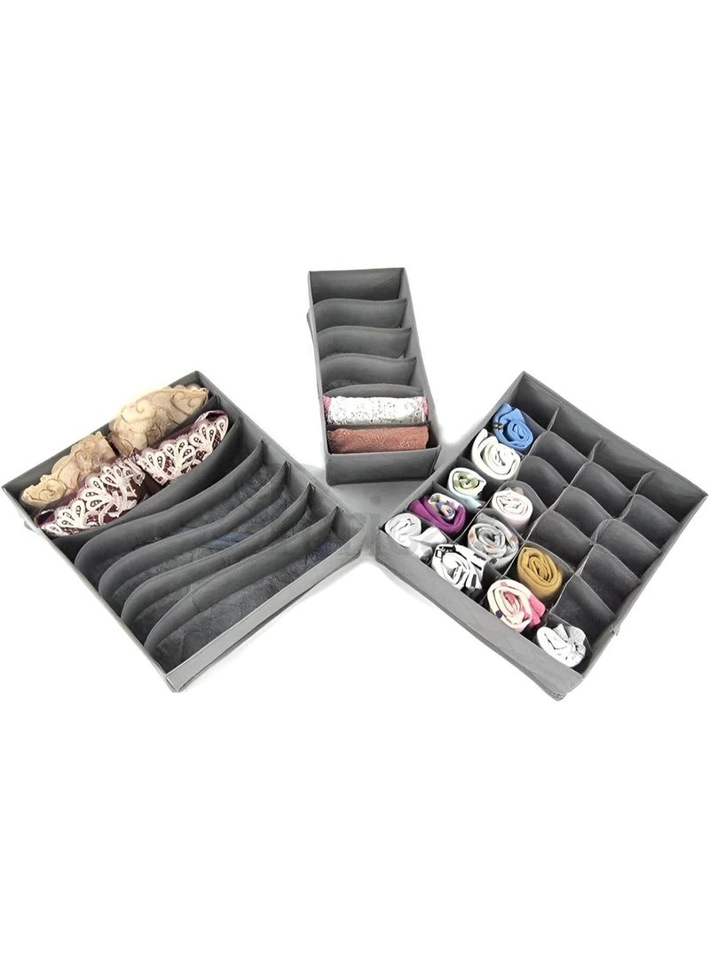 تخزين موفر للمساحة - منظم الملابس المبتكر هذا المكون من 3 قطع يناسب تمامًا الرفوف والأدراج الداخلية، وهو مصنوع من قماش خاص لضمان المتانة والأناقة. - Image 4