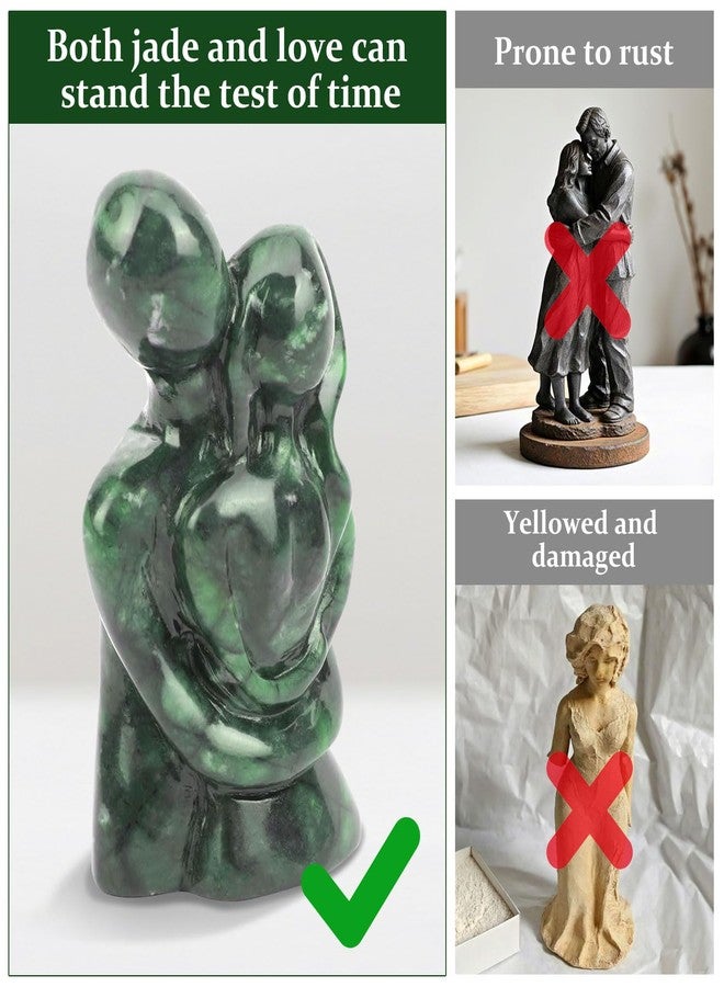 gemshan Valentines Day Gifts for Him Her: Hugging Couple Statues, Natural Jade Statue Decoration for Home Office、 Living Room、Bedroom、 Shelf 、 Green Home Decor - Image 2