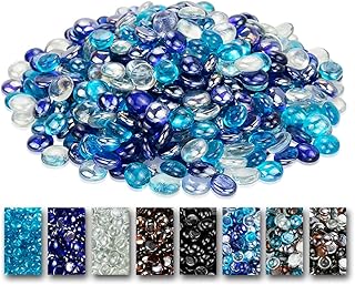 GRISUN Grisun Fire Glass for Fire Pit , 1/2 Inch Round Glass Rocks for Natural or Propane Fireplace, Fire Pit Round - Image 1