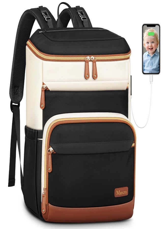 Mancro Diaper Bag Backpack for Women, Lightwight Baby Bag for Mom with 3 Insulated Pockets, Multifunctional Water Resistant Diaper Backpack for Travel with USB Port & Stroller Straps - Image 1
