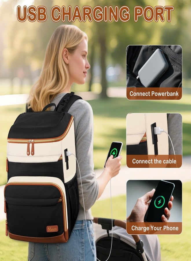 Mancro Diaper Bag Backpack for Women, Lightwight Baby Bag for Mom with 3 Insulated Pockets, Multifunctional Water Resistant Diaper Backpack for Travel with USB Port & Stroller Straps - Image 2
