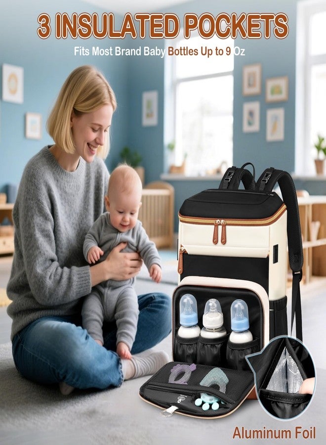 Mancro Diaper Bag Backpack for Women, Lightwight Baby Bag for Mom with 3 Insulated Pockets, Multifunctional Water Resistant Diaper Backpack for Travel with USB Port & Stroller Straps - Image 4