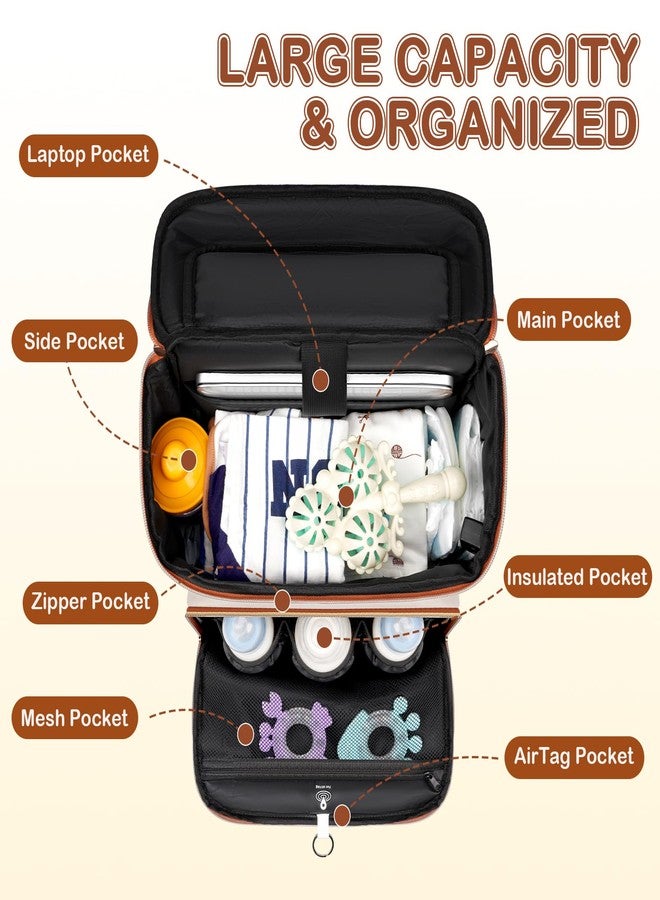 Mancro Diaper Bag Backpack for Women, Lightwight Baby Bag for Mom with 3 Insulated Pockets, Multifunctional Water Resistant Diaper Backpack for Travel with USB Port & Stroller Straps - Image 3