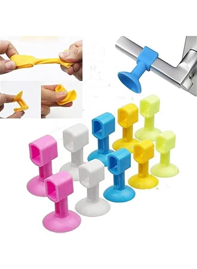 10PCS Outline Door Stop Buffer Silicone Lever Door Handle Stopper stopper Easy to Install Protect Walls Glass and Furniture from Damage Door per Clear Rubber Door - Image 1