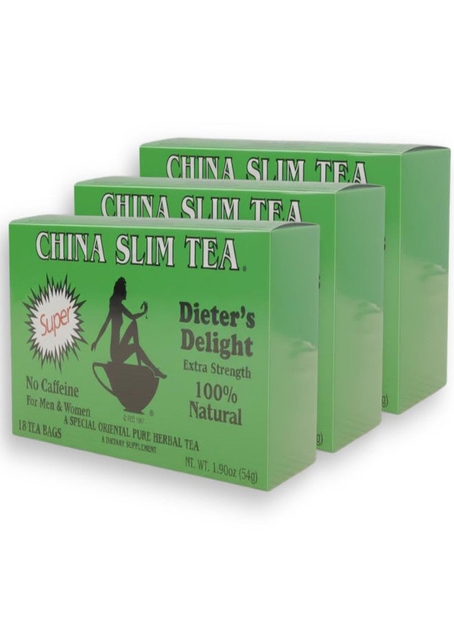 China Slim Tea عبوة من 3 أكياس شاي تشاينا سليم، مثالية لمن يتبعون حمية غذائية، طبيعية بالكامل، تحتوي على 18 كيس شاي - Image 3