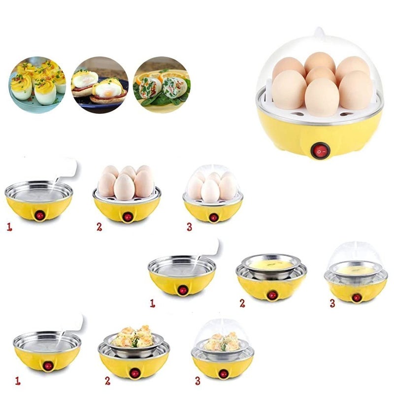 CLEMATIS CLEMATIS Egg BoilerEgg Poacher 7 Egg CookerElectric Egg BoilerEgg SteamerHome Machine Egg Boiler with Egg Tray Multicolor  - Image 2