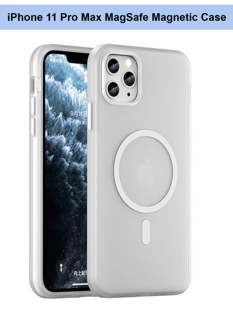 Abania iPhone 11 Pro Max Case with MagSafe, Translucent Matte White, Slim Military-Grade Shockproof, Anti-Yellow Anti-Fingerprint iPhone 11 Pro Max Cover Compatible with MagSafe Accessories - Image 1