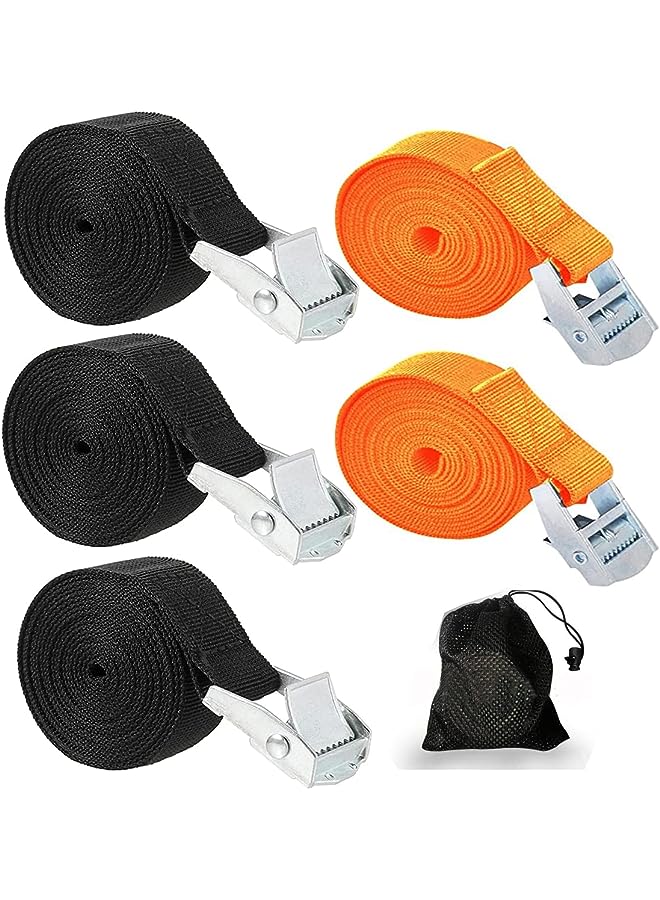 PROMASS Tie Down Straps with Storage Bag, Adjustable Lashing Straps up to 250lbs, Heavy Duty Ratchet Cargo Straps with Cam Buckles Suitable for Carrying(5 Pack)  - Image 1