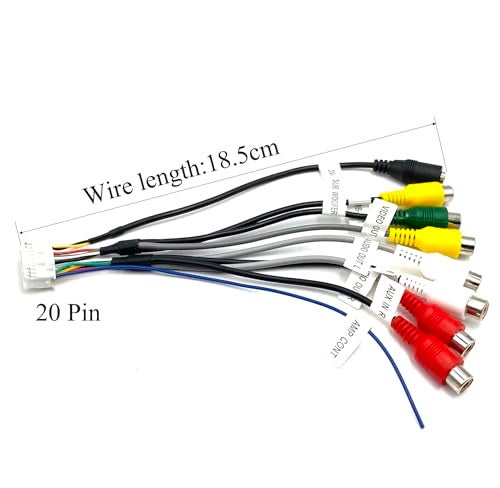 Ulifebet 20 Pin Car Radio RCA Audio Replacement Harness with 8 Female RCA Connector Video CVBS, AUX, SUB, and MIC Plugs for Selected Android Car Stereo Radio GPS Head Unit - Image 2