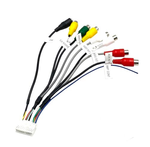 Ulifebet 20 Pin Car Radio RCA Audio Replacement Harness with 8 Female RCA Connector Video CVBS, AUX, SUB, and MIC Plugs for Selected Android Car Stereo Radio GPS Head Unit - Image 1