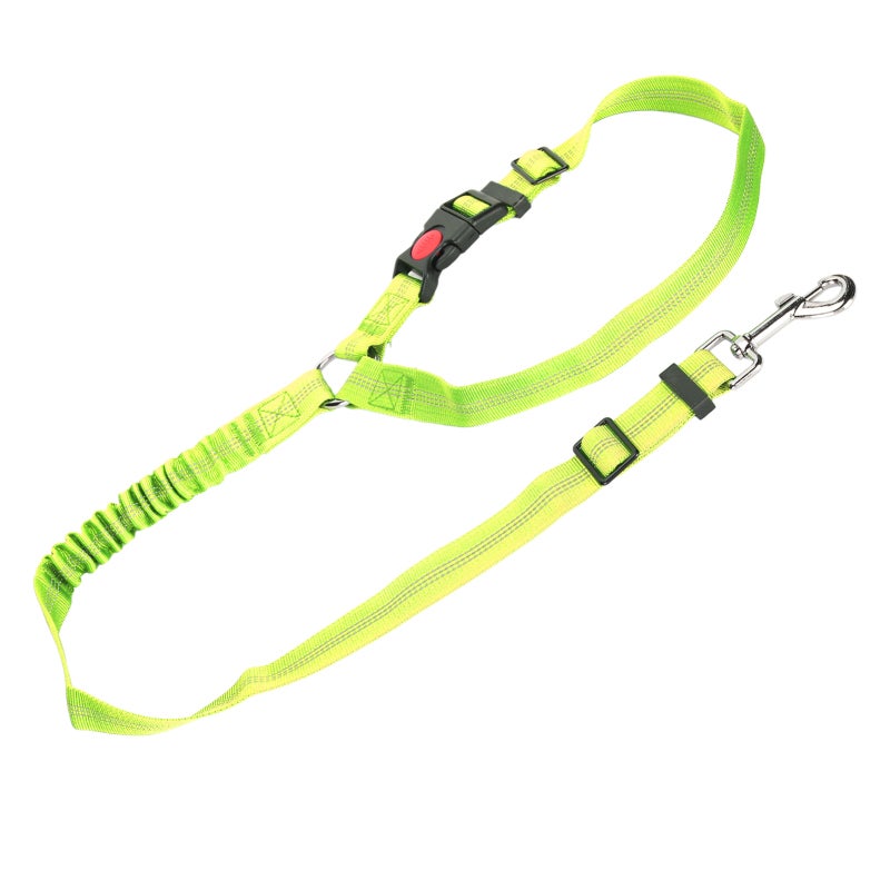 Fluorescent Green Pet Seat Belt: Adjustable Nylon Strap - Anti-Chew Reflective Dog Safety Accessory for Car Travel Outdoor Walking Small Medium Large Dogs - Image 1