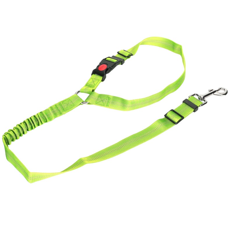 Fluorescent Green Pet Seat Belt: Adjustable Nylon Strap - Anti-Chew Reflective Dog Safety Accessory for Car Travel Outdoor Walking Small Medium Large Dogs - Image 2