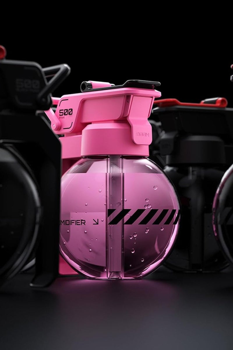 DIGI CORE Humidifiers For Bedroom 500ML, Car Diffuser 3W Power, Up To 8H Working Time, 1100mAh Battery, Dual Mist Modes, Quick Humidification, Air Humidifier Breathing Light, Aroma Diffuser Nano Fine Mist, Essential Oil Diffuser Type-C Charging Port Diffusers For Home Pink - Image 2