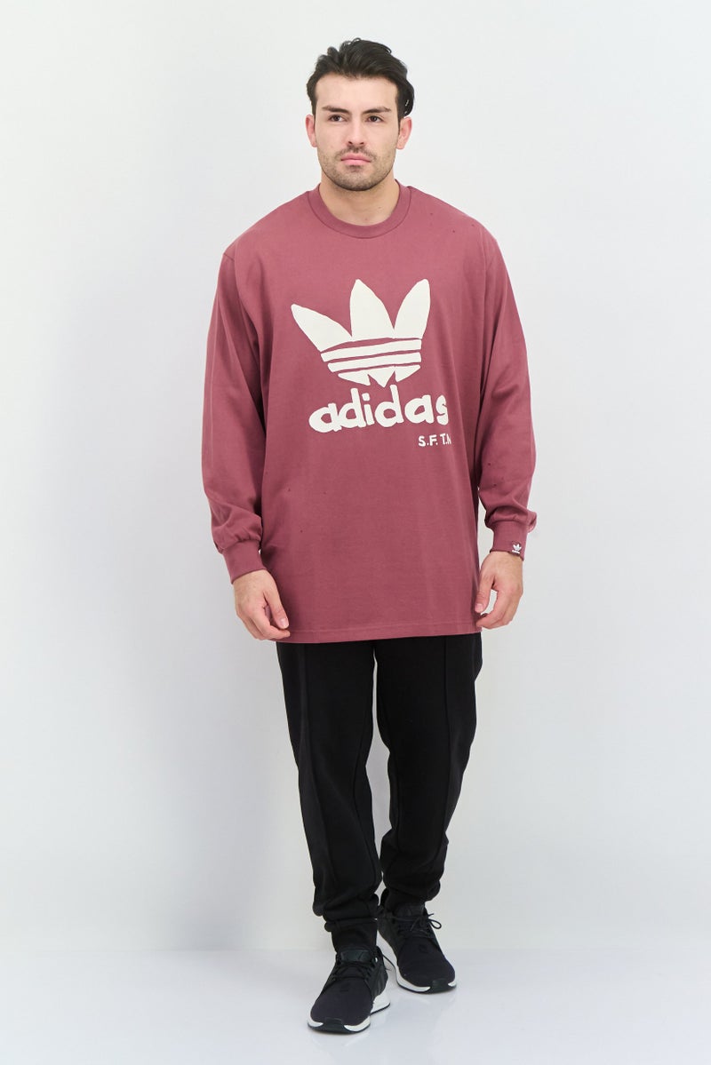 adidas Originals Men Sportswear Fit Long Sleeve Training Sweatshirt, Mauve  - Image 4