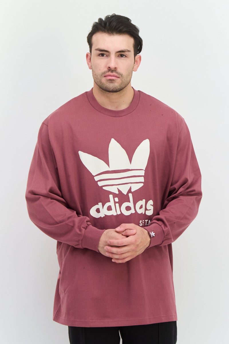 adidas Originals Men Sportswear Fit Long Sleeve Training Sweatshirt, Mauve  - Image 1