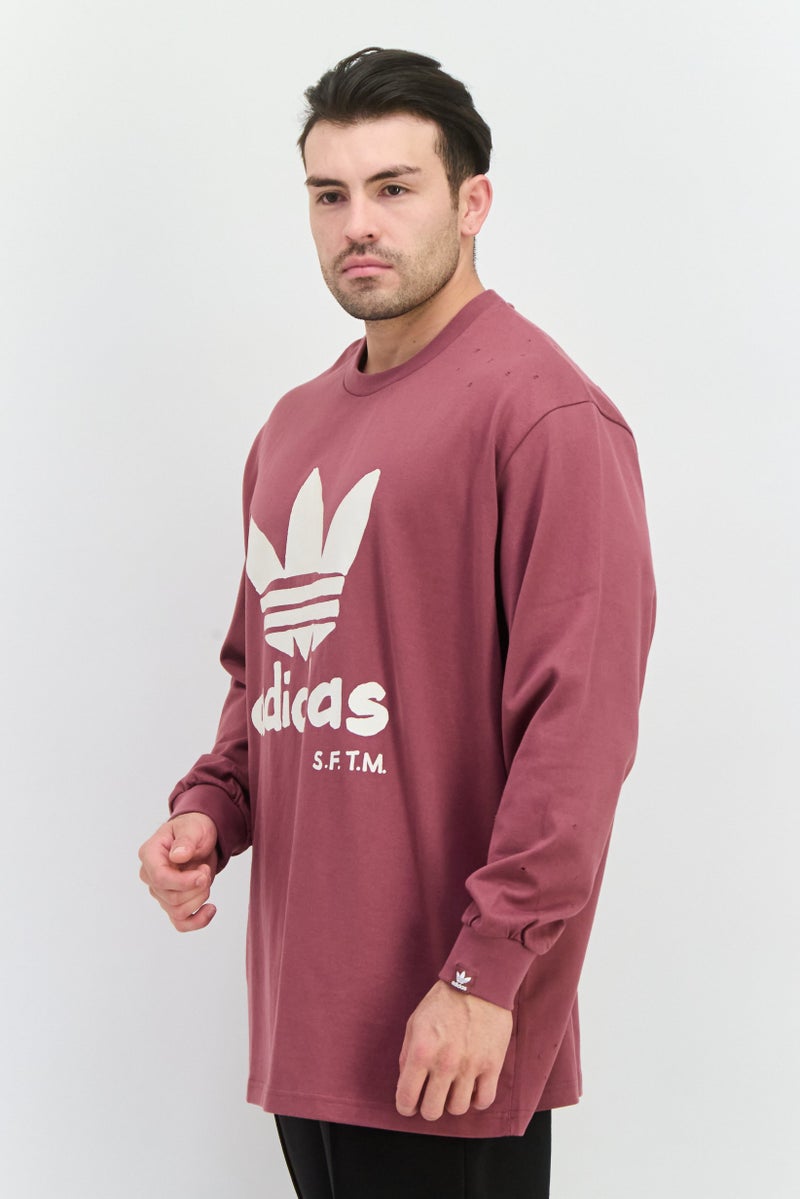 adidas Originals Men Sportswear Fit Long Sleeve Training Sweatshirt, Mauve  - Image 2