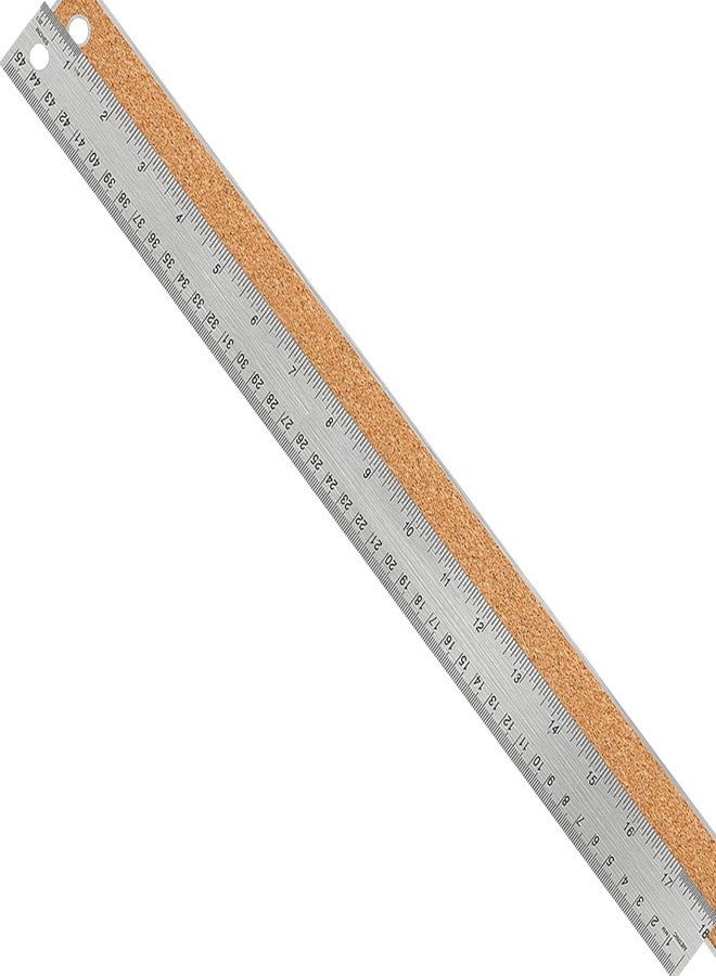 Boompark Metal Ruler 18 Inch: [1 Pieces 18 Inch] Non-Slip Cork Backing Rulers with Inch and Centimeters Prevent Ink Leakage:for School Office Drawing Engineering - Image 1