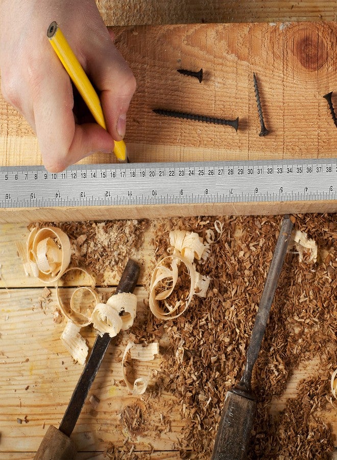 Boompark Metal Ruler 18 Inch: [1 Pieces 18 Inch] Non-Slip Cork Backing Rulers with Inch and Centimeters Prevent Ink Leakage:for School Office Drawing Engineering - Image 5