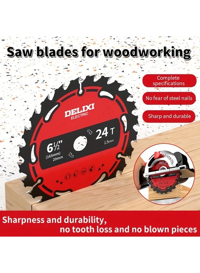 165x20mm 24T Alloy Circular Saw Blade for Wood Plywood Rubber Cutting - Image 2