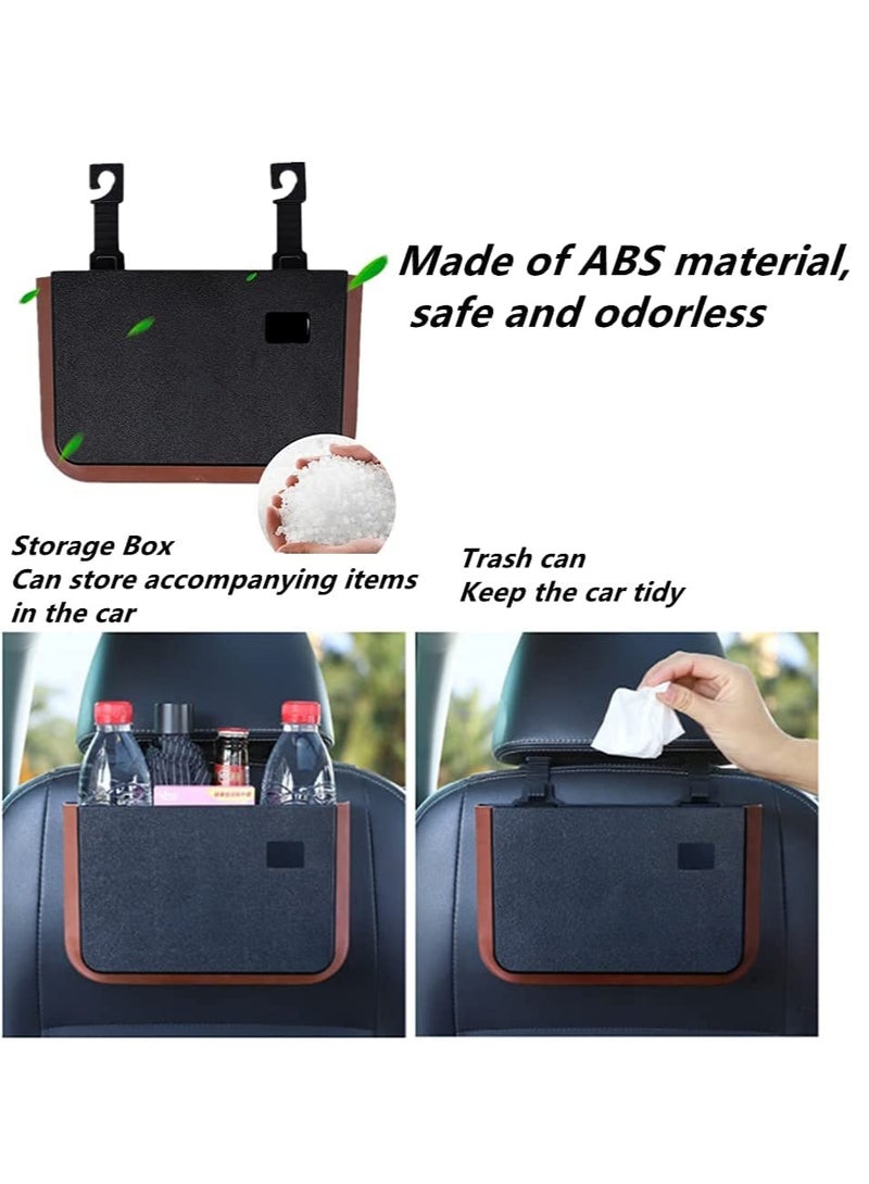 Excefore Car Garbage Can, Hanging Car Trash Can, Collapsible Portable Waterproof Mini Trash Bin Small Car Organizer Holder Small Car Storage Pockets with Clip for Front Back Seat Accessories, Black - Image 2