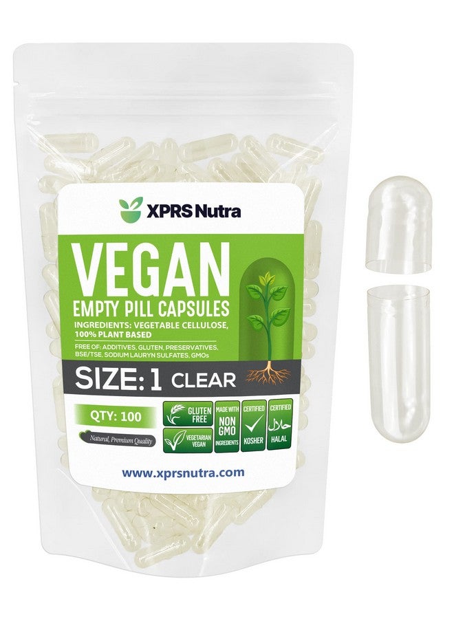 إكسبرس نوترا كبسولات XPRS Nutra مقاس 1 فارغة - 100 كبسولة نباتية شفافة فارغة - حبوب نباتية - تعبئة كبسولات نباتية بنفسك - أغطية حبوب نباتية لمكملات غذائية منزلية الصنع - Image 1