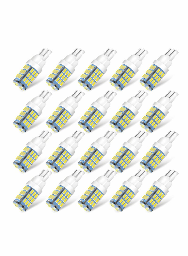 SYOSI 20 pcs LED Bulbs White, T10 921 194 168 175 Super Bright 3014 42-SMD LED Replacement 12 Volt Side Indicator Light, Backup Reverse Lights  - Image 1