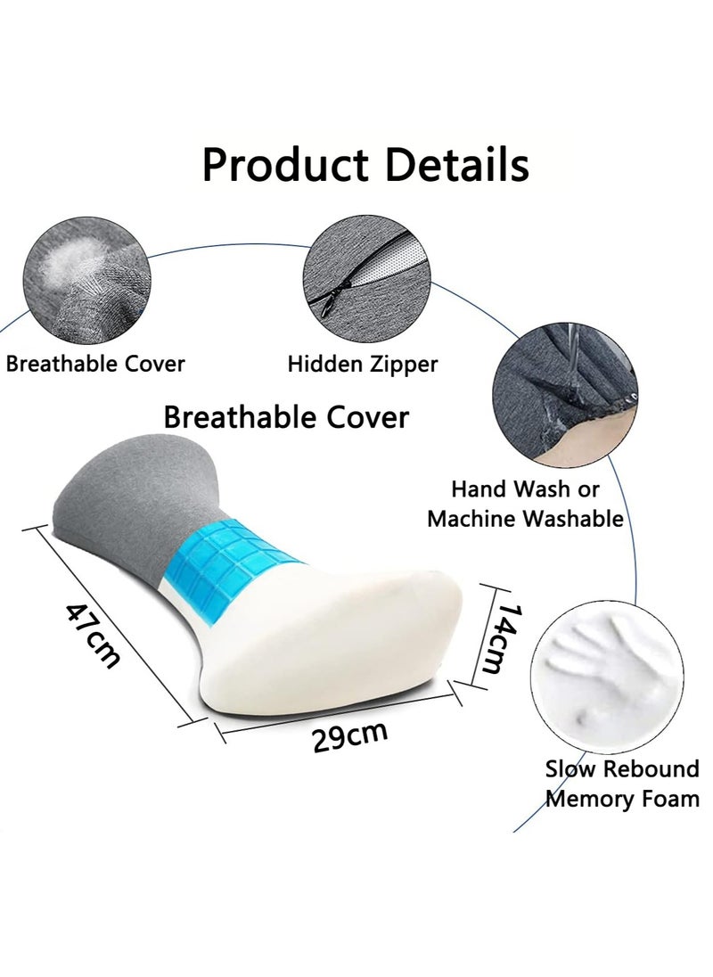Relex - Lower Back Pillow, Gel Lower Back Support Cushion with Washable Cover, Waist Cushion for Side, Back and Stomach Sleepers (Dark Gray) - Image 1