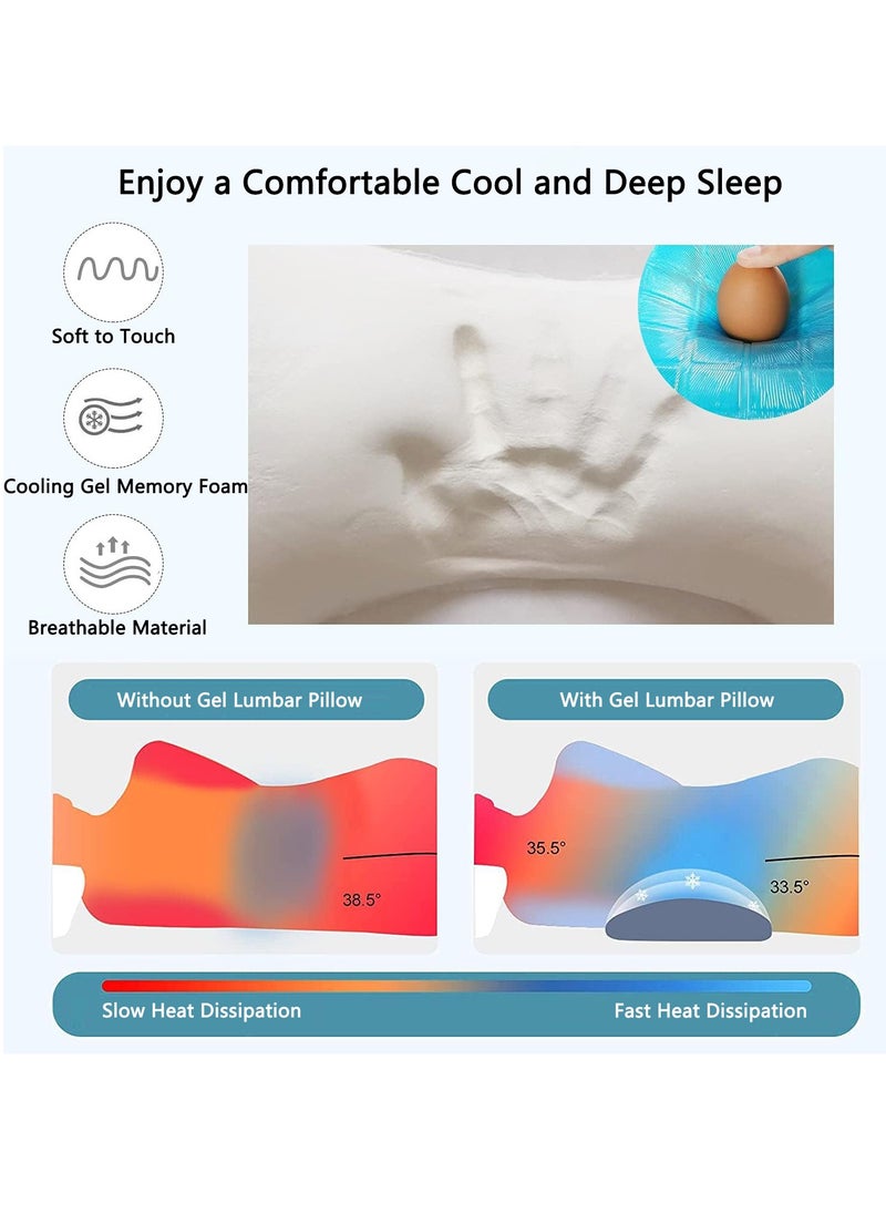 Relex - Lower Back Pillow, Gel Lower Back Support Cushion with Washable Cover, Waist Cushion for Side, Back and Stomach Sleepers (Dark Gray) - Image 1