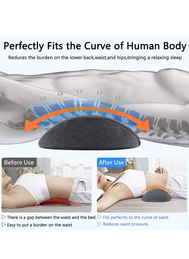Relex - Lower Back Pillow, Gel Lower Back Support Cushion with Washable Cover, Waist Cushion for Side, Back and Stomach Sleepers (Dark Gray) - Image 1