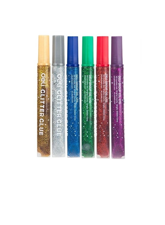 Deli Stick Up Classic Glitter Glue 12ml Multicolor (Set of 6 Color) - Image 2