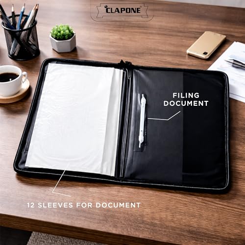 CLAPONE PU Leather 12-Pocket A4 File Organizer Professional Document Holder for Certificates, Legal Documents, Home, Office, Coloured File Folders, Multipurpose, School Use (Grey) - Image 4