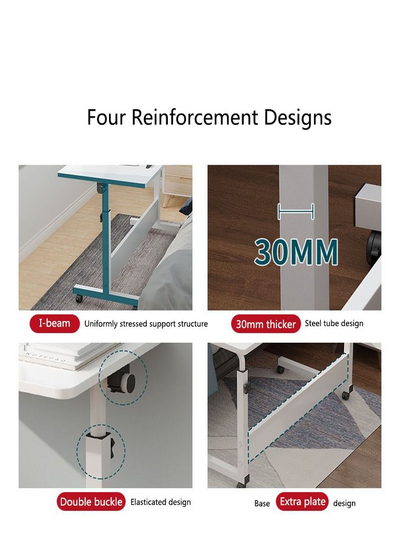 Arabest Computer Desk Lazy Bedside Table Mobile Lifting Writing Desk Study Desk Foldable Simple Desk Small Desk White - Image 2