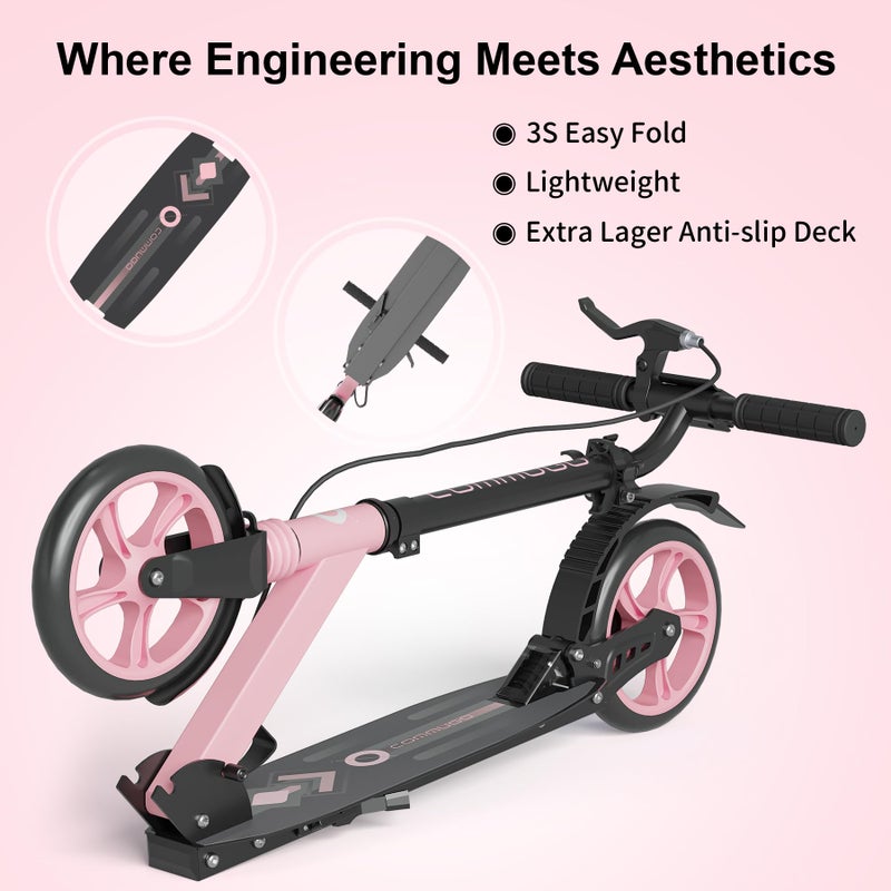 Commugo Kick Scooter with Dual Brakes for Kids Age 8+, Teens, Adults, Dual Suspension Foldable Lightweight Scooter with 8 Inch Big Wheels, Max Load 240 LBS Wide Deck - Image 4