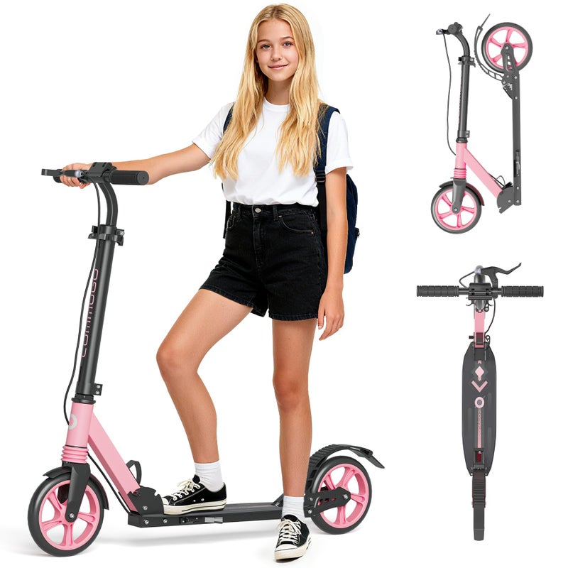 Commugo Kick Scooter with Dual Brakes for Kids Age 8+, Teens, Adults, Dual Suspension Foldable Lightweight Scooter with 8 Inch Big Wheels, Max Load 240 LBS Wide Deck - Image 1
