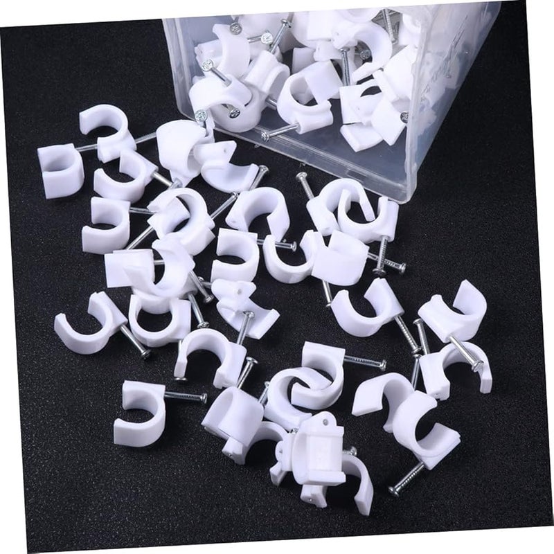 مشبك كابل أنبوب PVC 100 قطعة أبيض مقاس 1.73 × 1.4 سم لدعم أنابيب الكهرباء، تقليل الضوضاء، وقوة تثبيت عالية - Image 4