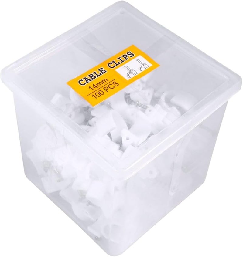 مشبك كابل أنبوب PVC 100 قطعة أبيض مقاس 1.73 × 1.4 سم لدعم أنابيب الكهرباء، تقليل الضوضاء، وقوة تثبيت عالية - Image 1